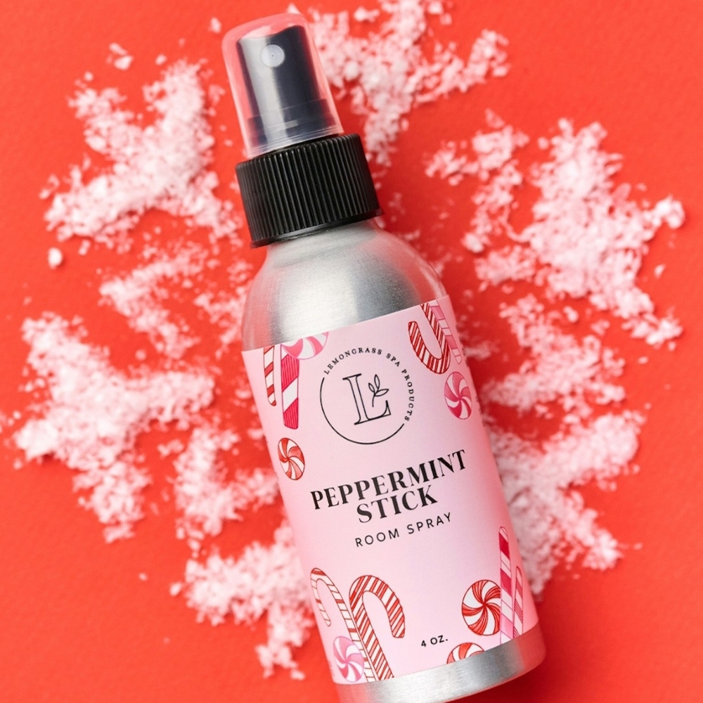 Peppermint Stick Room Spray - Red and Silver